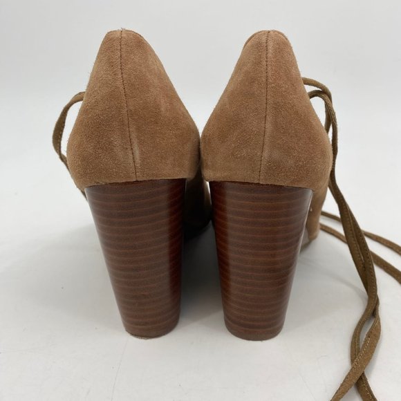Adrienne Vittadini Brown Suede Lace Up Wedges | High Heel Style - Picture 5 of 10